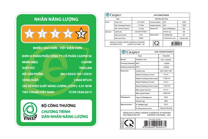 Điều Hòa Casper Inverter 12000 BTU 2 Chiều GH-12IS33